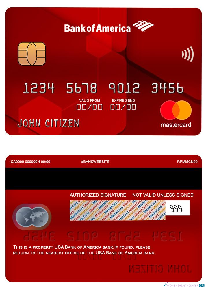 Download USA Bank of America bank mastercard red Photoshop template